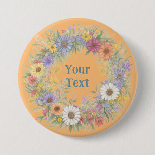 Badge Rond 7,6 Cm Énoncé de l'ordinateur portable en couronne Fleur 