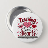 Badge Rond 7,6 Cm Enseigner les Coeurs Doux Funny Enseignant de Vale (Devant & derrière)
