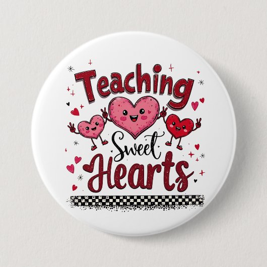 Badge Rond 7,6 Cm Enseigner les Coeurs Doux Funny Enseignant de Vale (Devant)