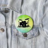 Badge Rond 7,6 Cm Ensemble de tambour monogramme vert (En situation)