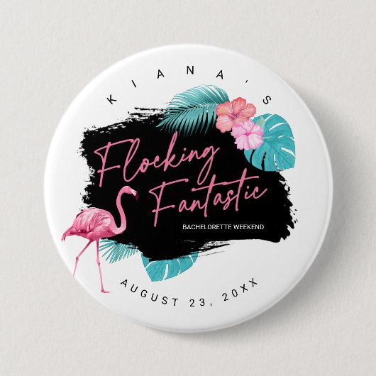 Badge Rond 7,6 Cm Enterrement de vie de jeune fille Flamingo Flock F (Devant)