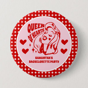 Badge Rond 7,6 Cm Enterrement de vie de jeune fille Reine de Cœur
