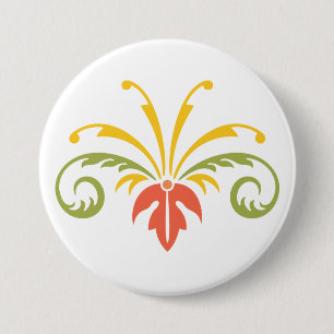 Badge Rond 7,6 Cm Épanouissement floral élégant défilement botanique
