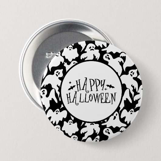 Badge Rond 7,6 Cm Épingle de fantôme d'Halloween (Devant & derrière)