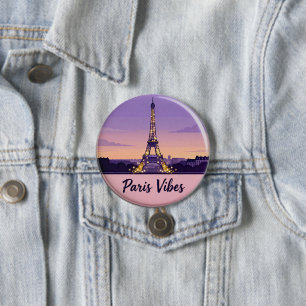 Badge Rond 7,6 Cm Épingle de voyage Paris Vibes – Tour Eiffel romant