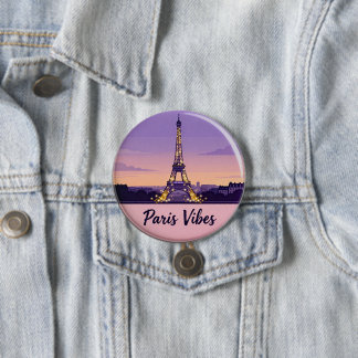 Badge Rond 7,6 Cm Épingle de voyage Paris Vibes – Tour Eiffel romant