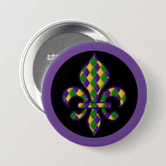 Badge Rond 7,6 Cm Épingle du bouton Mardi Gras (Devant & derrière)