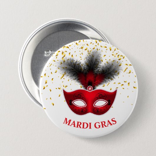 Badge Rond 7,6 Cm Épingle du bouton Mardi Gras (Devant & derrière)