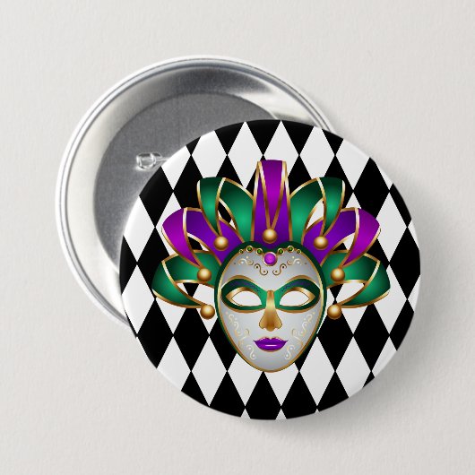 Badge Rond 7,6 Cm Épingle du bouton Mardi Gras (Devant & derrière)