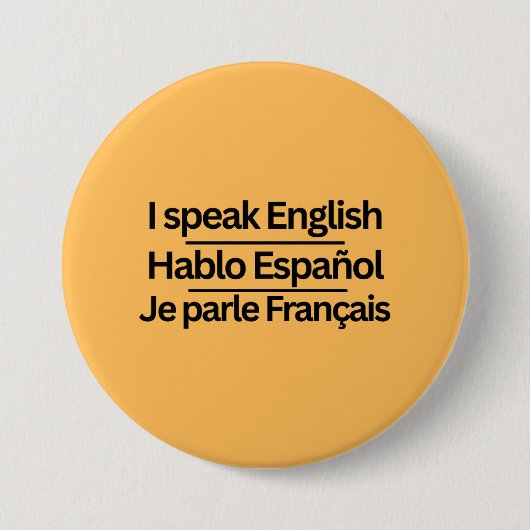 Badge Rond 7,6 Cm Épingles de langue "Je parle" trilingues (Devant)
