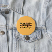 Badge Rond 7,6 Cm Épingles de langue "Je parle" trilingues (En situation)