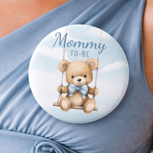 Badge Rond 7,6 Cm Épinglette Maman à Venir Ourson Oh Garçon