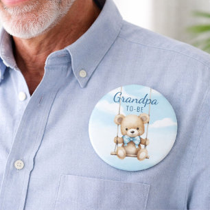 Badge Rond 7,6 Cm Épinglette Ourson Grand-Père à Venir Oh Boy