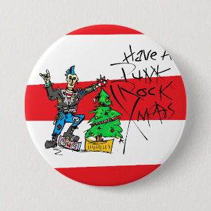 Badge Rond 7,6 Cm Épinglette PUNK ROCK NOËL