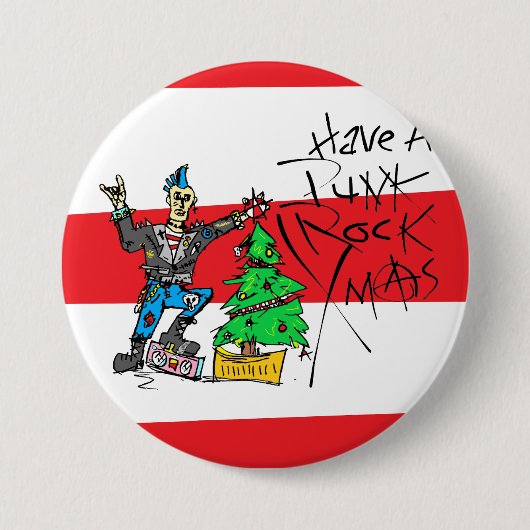 Badge Rond 7,6 Cm Épinglette PUNK ROCK NOËL (Devant)