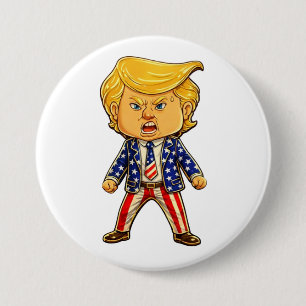 Badge Rond 7,6 Cm Épinglette Trump heureuse MAGA Drapeau américain M