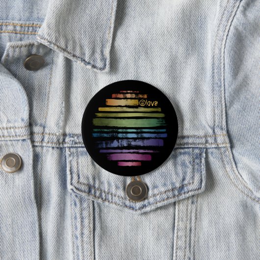 Badge Rond 7,6 Cm Equality Love Rainbow Brush Strokes LGBTQ ID656 (En situation)