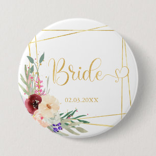 Badge Rond 7,6 Cm Équipe Bride ! Géométrie moderne 