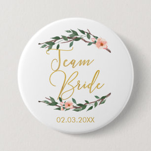 BADGE ROND 7,6 CM ÉQUIPE DE BRIDE FLORAL BUTTON
