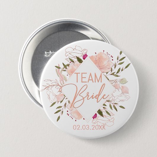 BADGE ROND 7,6 CM ÉQUIPE FLORALE BRIDE (Devant & derrière)