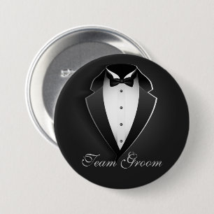 Badge Rond 7,6 Cm Équipe Groom Smoking Élégant