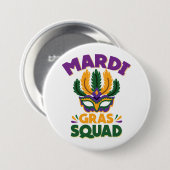 Badge Rond 7,6 Cm Équipe Mardi Gras (Devant & derrière)
