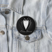 Badge Rond 7,6 Cm Équipe Marié Smoking Élégant (En situation)