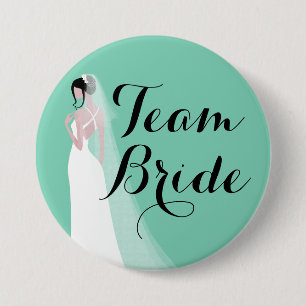 Badge Rond 7,6 Cm Équipe Mariée Brunette Mariée
