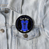 Badge Rond 7,6 Cm Équipe Mariée Corset Bleu Coquin (En situation)
