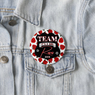 Badge Rond 7,6 Cm Équipe Roses Pistolets ou Roses Révélation du sexe
