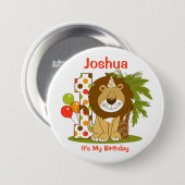 Badge Rond 7,6 Cm Ęr anniversaire de lion mignon (Devant & derrière)