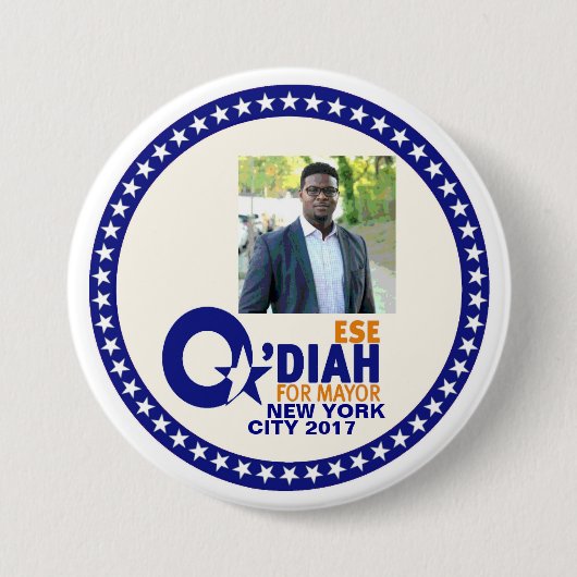 Badge Rond 7,6 Cm Ese O'Diah pour le maire 2017 de NYC (Devant)