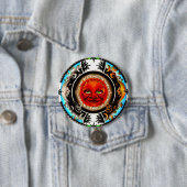 Badge Rond 7,6 Cm Espace Soleil Et Lune Mandala (En situation)