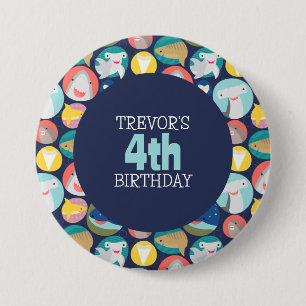 Badge Rond 7,6 Cm Espèces de requins mignons