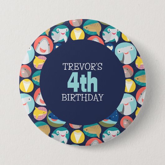 Badge Rond 7,6 Cm Espèces de requins mignons (Devant)