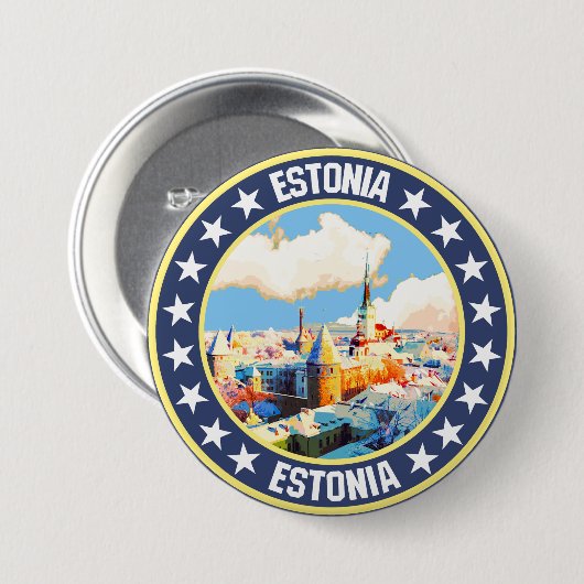 Badge Rond 7,6 Cm Estonie (Devant & derrière)