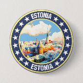 Badge Rond 7,6 Cm Estonie (Devant)