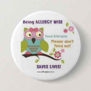 Badge Rond 7,6 Cm Étant allergie sage - insigne de conscience