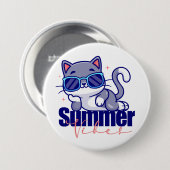 Badge Rond 7,6 Cm Été vibes chat cool (Devant & derrière)
