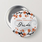 Badge Rond 7,6 Cm Étiquette BRIDE Fleurs tropicales Swirl Chic Maria (Devant & derrière)