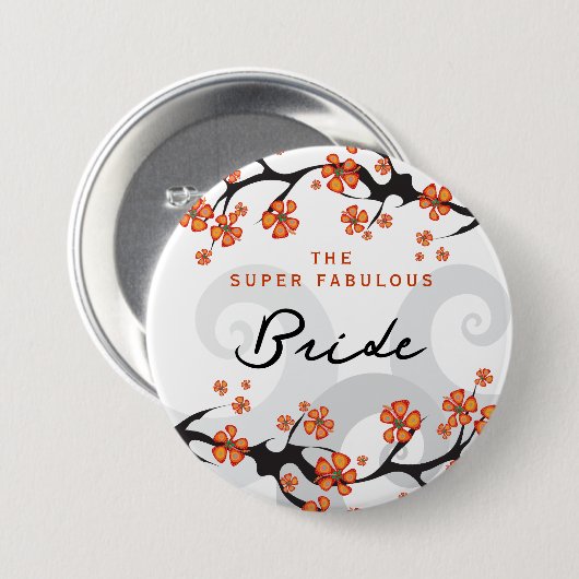 Badge Rond 7,6 Cm Étiquette BRIDE Fleurs tropicales Swirl Chic Maria (Devant & derrière)