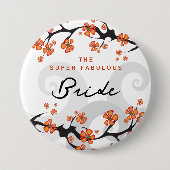 Badge Rond 7,6 Cm Étiquette BRIDE Fleurs tropicales Swirl Chic Maria (Devant)