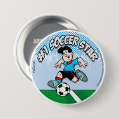 Badge Rond 7,6 Cm Étoile de football (Devant & derrière)