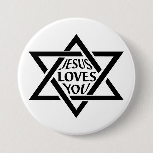 Badge Rond 7,6 Cm Étoile de Mogan David - Jésus vous aime