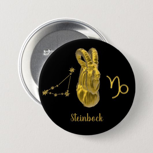 Badge Rond 7,6 Cm Étoile de Steinbock, or (Devant & derrière)