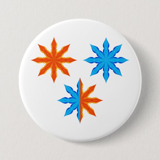 Badge Rond 7,6 Cm Étoiles à huit branches de feu et de glace (Devant)