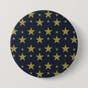 Badge Rond 7,6 Cm Etoiles d'or sur bleu marine - Élégant et intempor