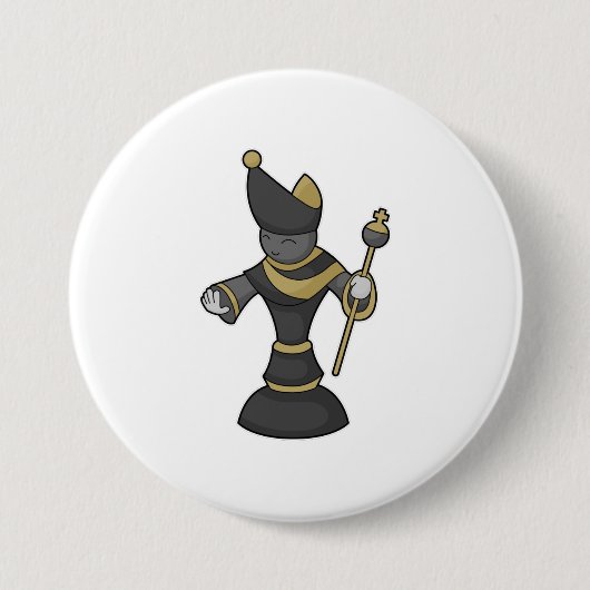 Badge Rond 7,6 Cm Évêque Échecs Équipe Échecs (Devant)