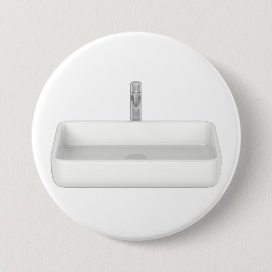 Badge Rond 7,6 Cm Évier moderne blanc avec robinet (Devant)