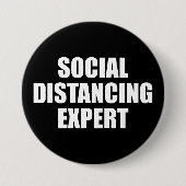 Badge Rond 7,6 Cm Expert Distances Sociales Introduire La Grippe Ant (Devant)